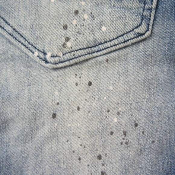 Smoke Rise Shorts Mens 40 Blue Distressed Patchwork Paint Splatter Denim Frayed - Picture 5 of 13